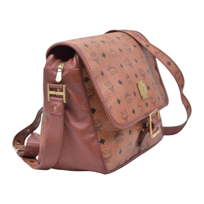 $980 MCM Visetos Flap Messenger Bag Cognac CONSIGNMENT 10021348