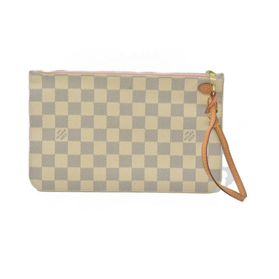 $600 Louis Vuitton Damier Azur Neverfull MM GM Pochette Rose Ballerine MS3179