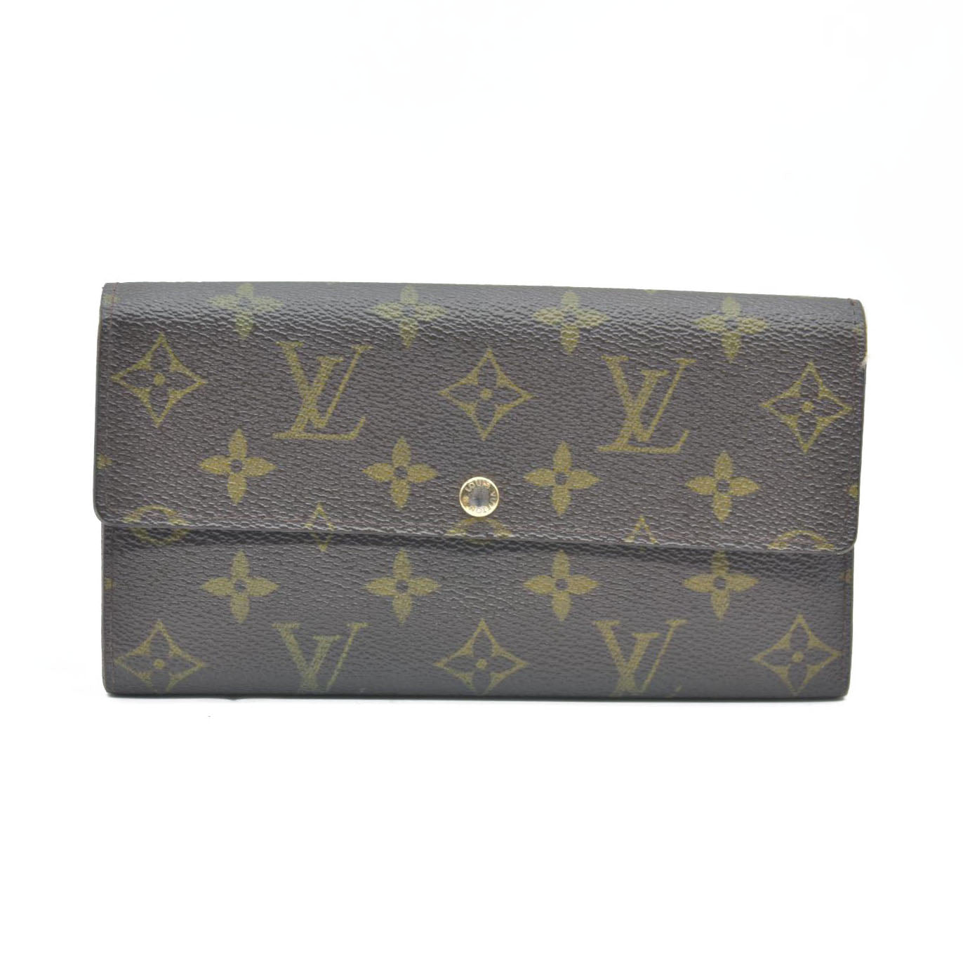 AUCTION $725 Louis Vuitton Monogram Portefeiulle Sarah Long Bifold Wallet Brown CA6008