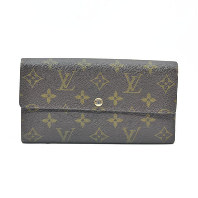 AUCTION $725 Louis Vuitton Monogram Portefeiulle Sarah Long Bifold Wallet Brown CA6008