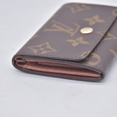 $440 1988 Louis Vuitton Monogram Porte Monnaie Plat Coin Purse Wallet Brown 883RA