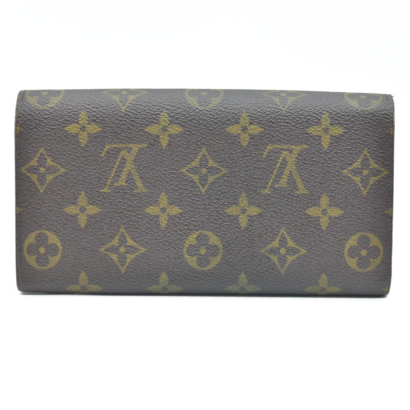 AUCTION $725 Louis Vuitton Monogram Portefeiulle Sarah Long Bifold Wallet Brown CA6008