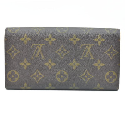 AUCTION $725 Louis Vuitton Monogram Portefeiulle Sarah Long Bifold Wallet Brown CA6008