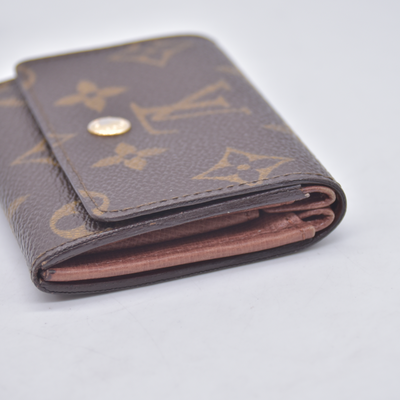 $440 1988 Louis Vuitton Monogram Porte Monnaie Plat Coin Purse Wallet Brown 883RA