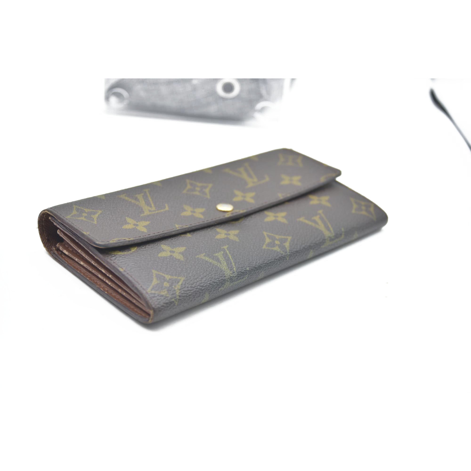 AUCTION $725 Louis Vuitton Monogram Portefeiulle Sarah Long Bifold Wallet Brown CA6008