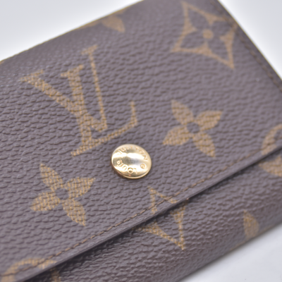 $440 1988 Louis Vuitton Monogram Porte Monnaie Plat Coin Purse Wallet Brown 883RA