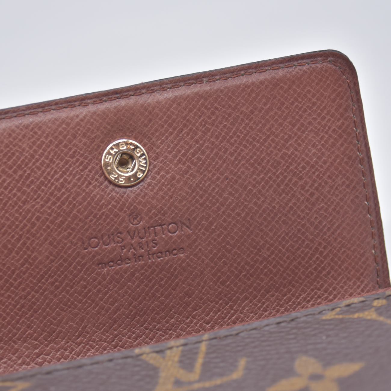 $440 1988 Louis Vuitton Monogram Porte Monnaie Plat Coin Purse Wallet Brown 883RA