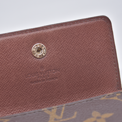 $440 1988 Louis Vuitton Monogram Porte Monnaie Plat Coin Purse Wallet Brown 883RA