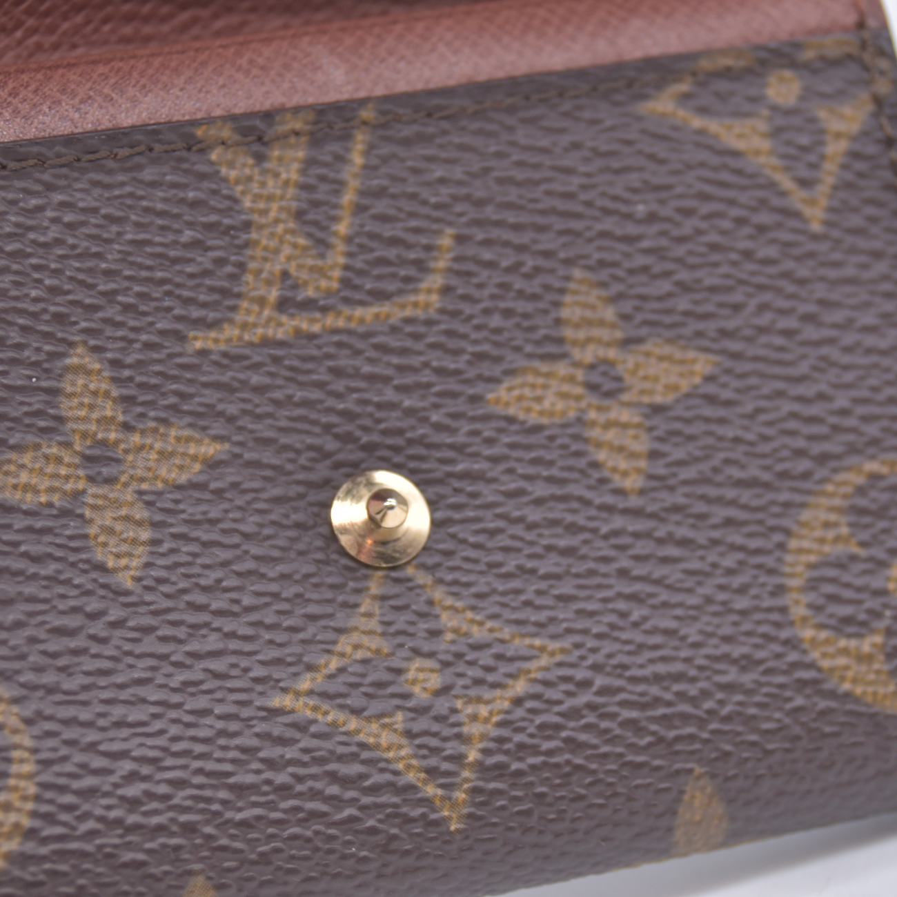 $440 1988 Louis Vuitton Monogram Porte Monnaie Plat Coin Purse Wallet Brown 883RA