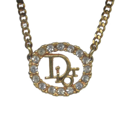 Christian Dior 20th Century Gold Plated Strass CD Logo Pendant Necklace CONSIGNMENT