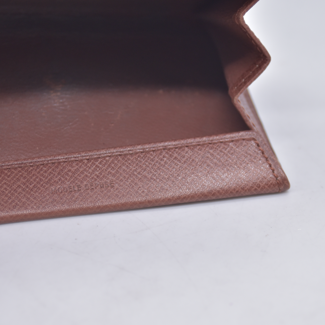 $440 1988 Louis Vuitton Monogram Porte Monnaie Plat Coin Purse Wallet Brown 883RA