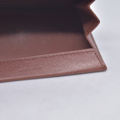 $440 1988 Louis Vuitton Monogram Porte Monnaie Plat Coin Purse Wallet Brown 883RA