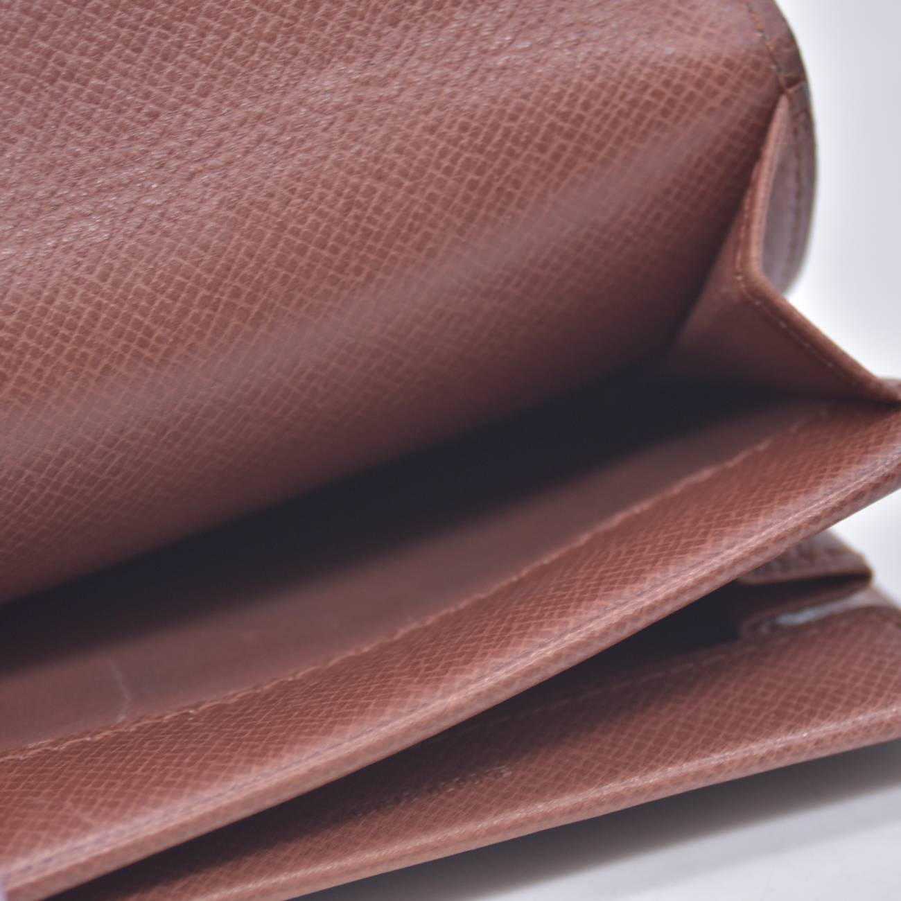 $440 1988 Louis Vuitton Monogram Porte Monnaie Plat Coin Purse Wallet Brown 883RA