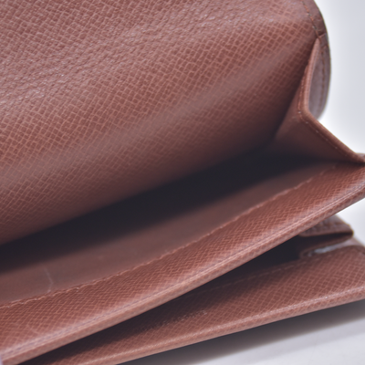 $440 1988 Louis Vuitton Monogram Porte Monnaie Plat Coin Purse Wallet Brown 883RA