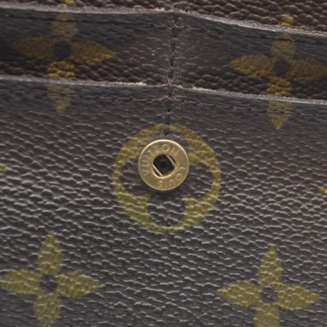 AUCTION $725 Louis Vuitton Monogram Portefeiulle Sarah Long Bifold Wallet Brown CA6008