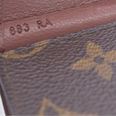 $440 1988 Louis Vuitton Monogram Porte Monnaie Plat Coin Purse Wallet Brown 883RA