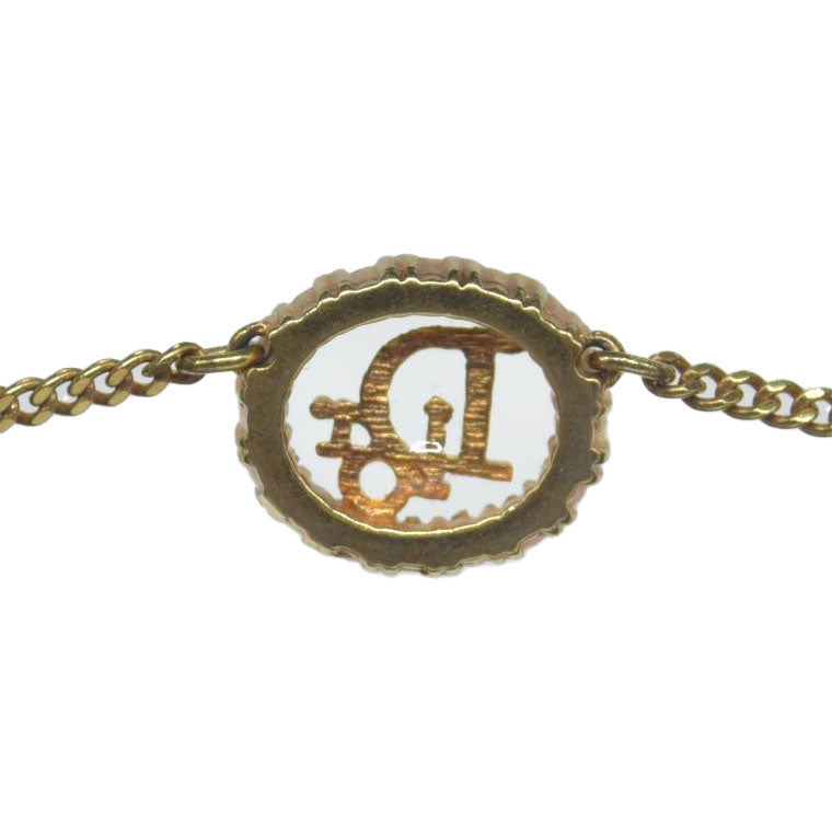 Christian Dior 20th Century Gold Plated Strass CD Logo Pendant Necklace CONSIGNMENT