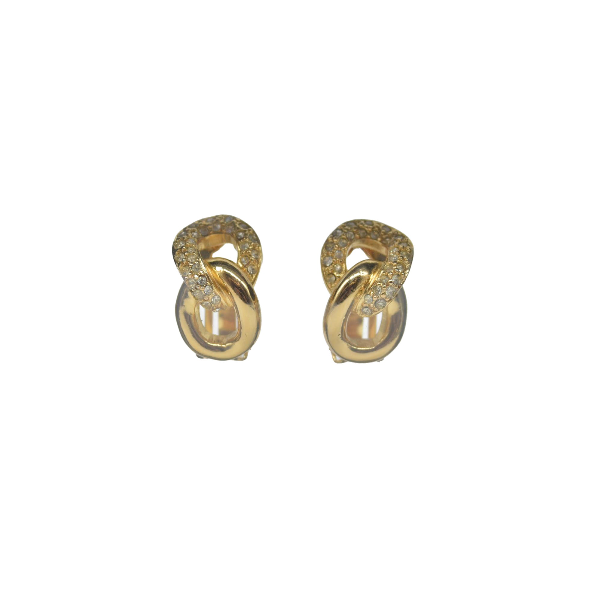 Christian Dior Gold Tone Chain-Link Clip-On Earrings CONSIGNMENT