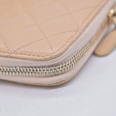$925 2011 CHANEL CC Quilted Grained Calf Skin Zippy Long Wallet 15394087