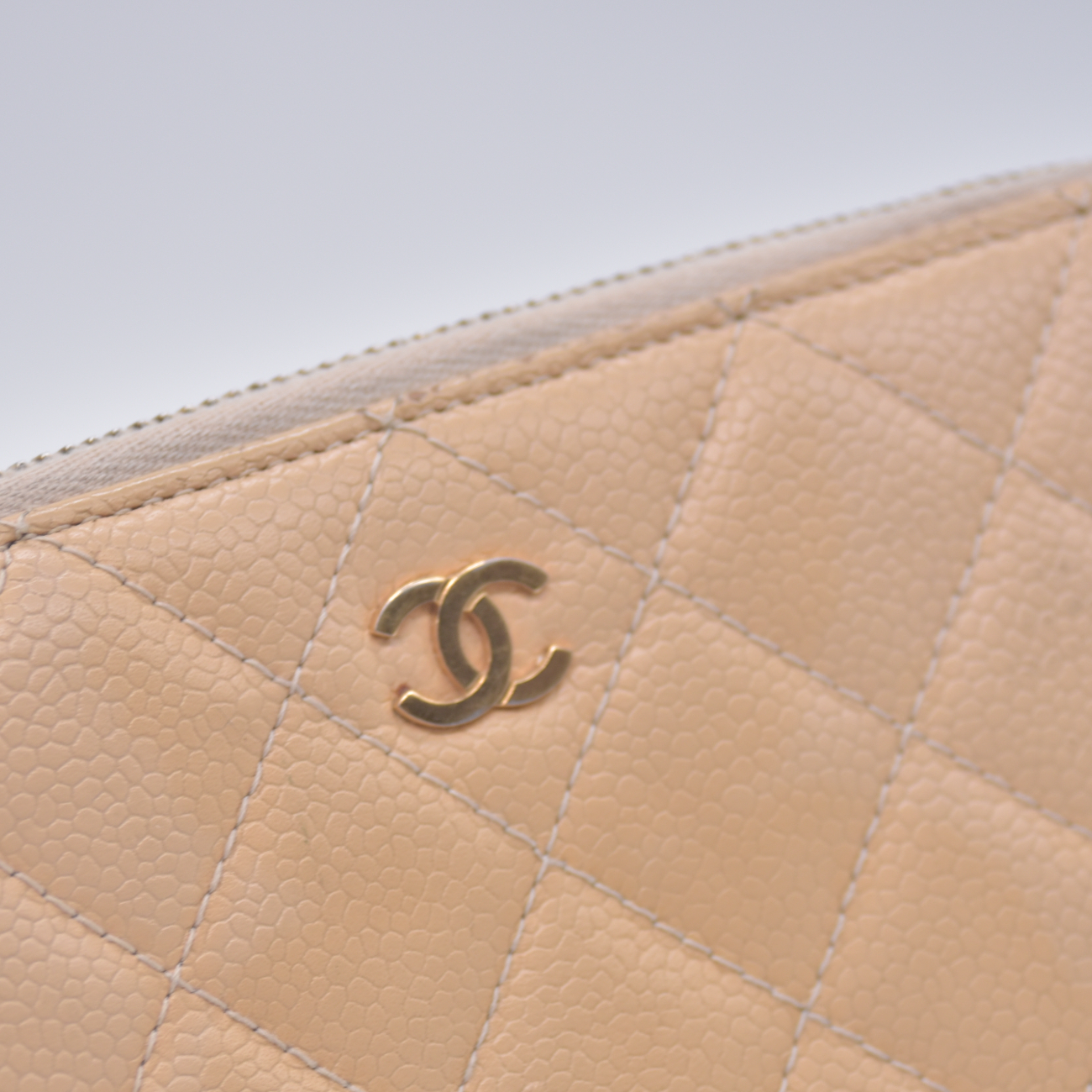 $925 2011 CHANEL CC Quilted Grained Calf Skin Zippy Long Wallet 15394087