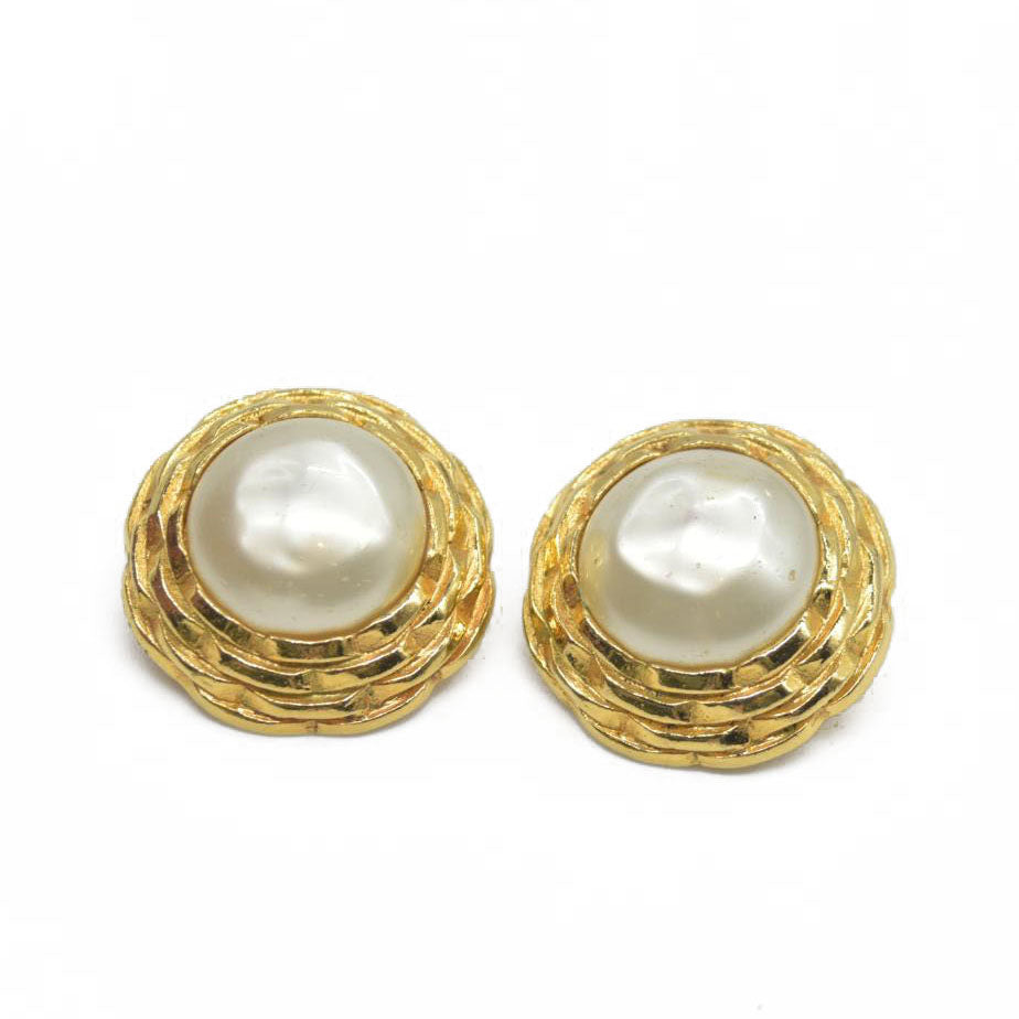 Chanel Gold Plated Clip Earrings