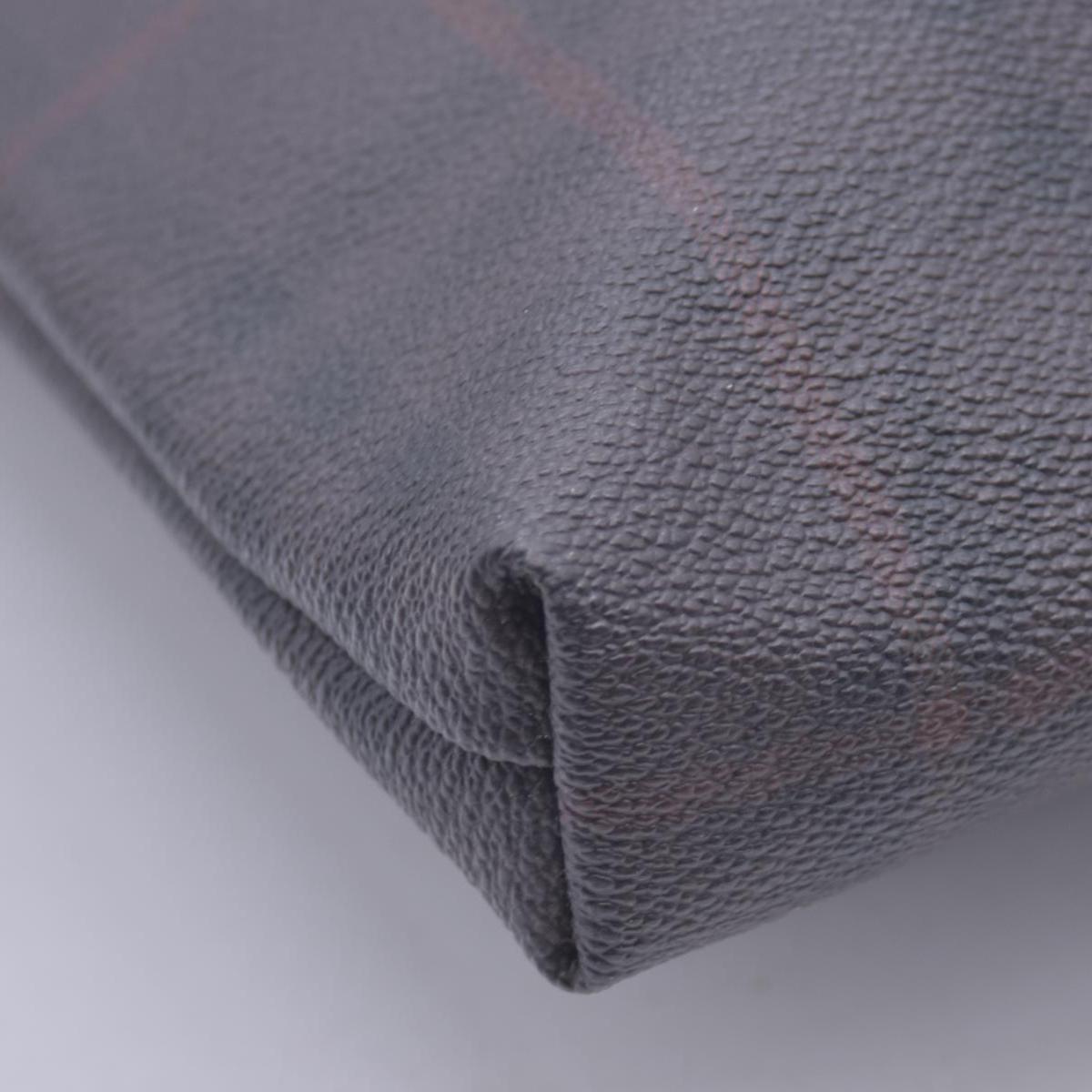 $780  BURBERRY Coated Canvas Check Flat Messenger Bag Dark Brown CONSIGNMENT 10021351