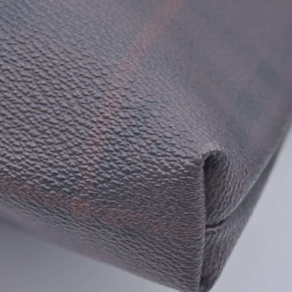 $780  BURBERRY Coated Canvas Check Flat Messenger Bag Dark Brown CONSIGNMENT 10021351