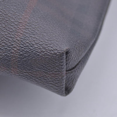 $780  BURBERRY Coated Canvas Check Flat Messenger Bag Dark Brown CONSIGNMENT 10021351