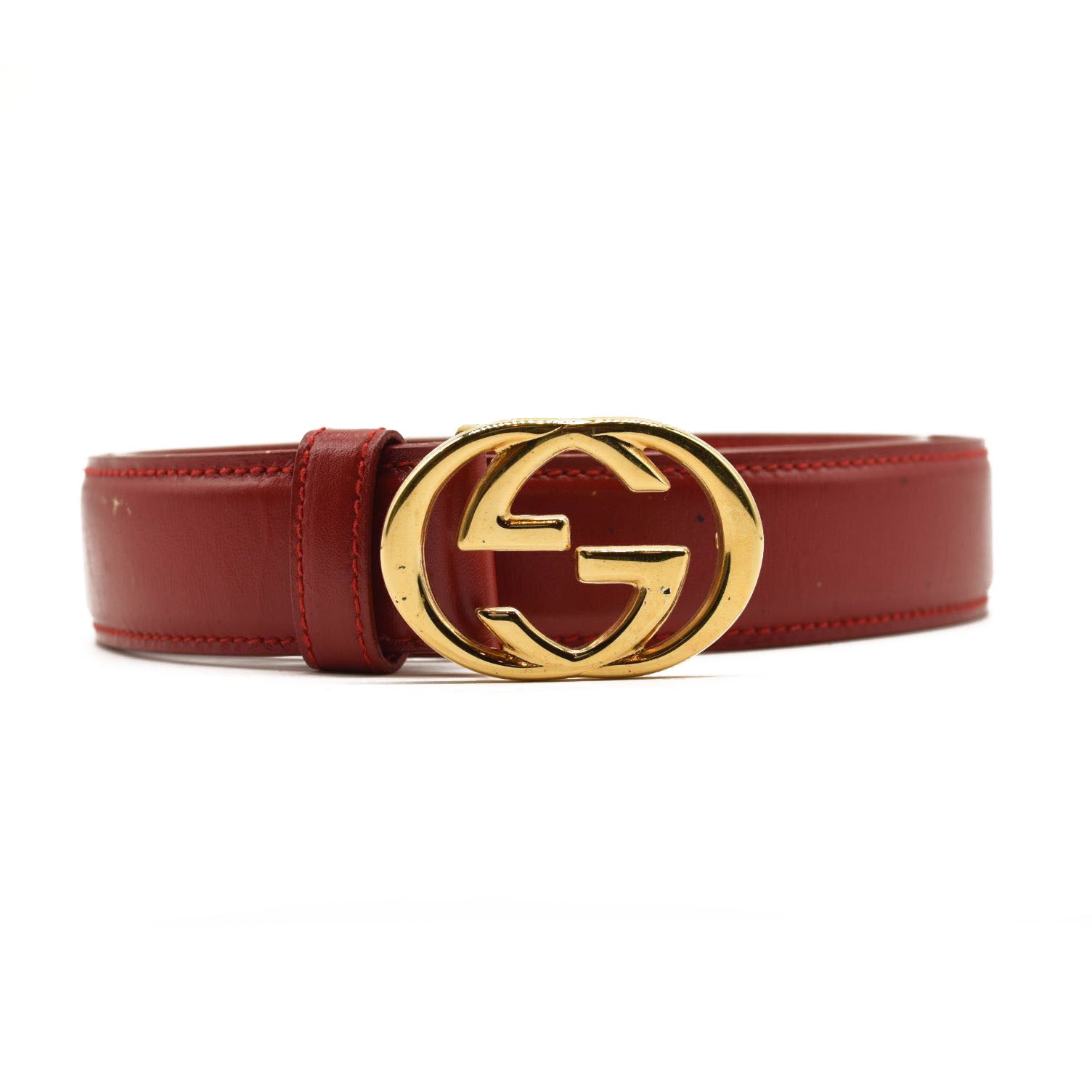 Gucci Vibrant Red Leather Strap Gucci New Red Horse bit Medium Belt 90 - Vintage Lux main image 3