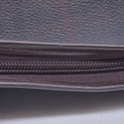 $780  BURBERRY Coated Canvas Check Flat Messenger Bag Dark Brown CONSIGNMENT 10021351