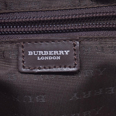 $780  BURBERRY Coated Canvas Check Flat Messenger Bag Dark Brown CONSIGNMENT 10021351