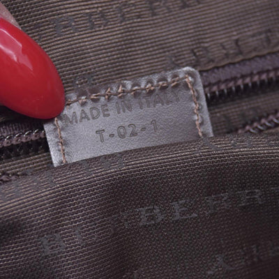 $780  BURBERRY Coated Canvas Check Flat Messenger Bag Dark Brown CONSIGNMENT 10021351