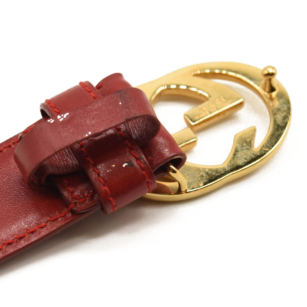 GUCCI Calfskin Interlocking G Belt 75 30 Vibrant Red