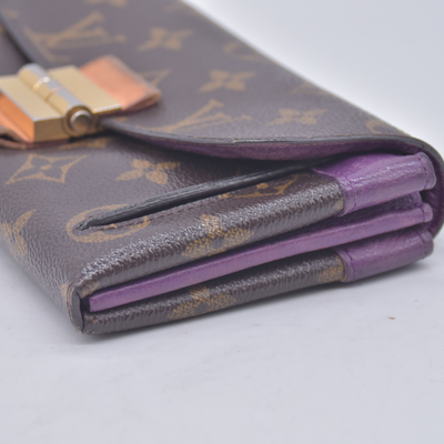 $1400 2014 Louis Vuitton Monogram Portefeiulle Elysee Long Bifold Wallet Brown SP0144