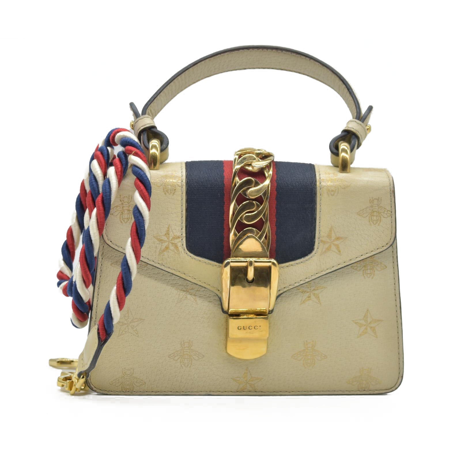 $2,590 Gucci Calfskin Small Sylvie Shoulder Bag Off White