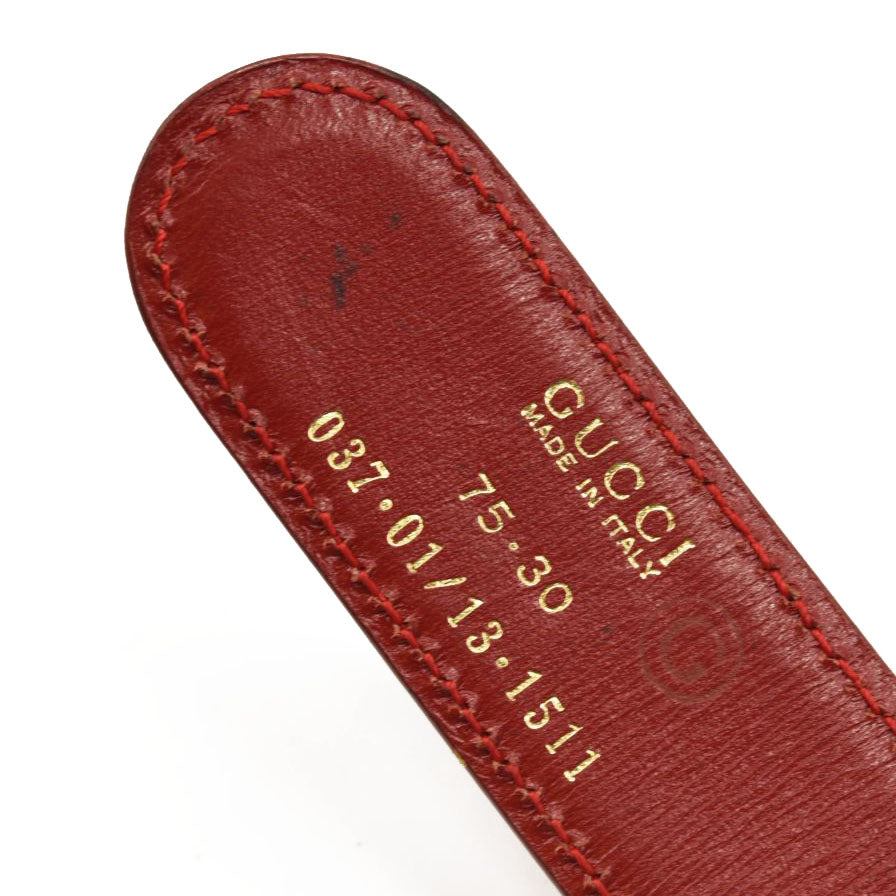 GUCCI Calfskin Interlocking G Belt 75 30 Vibrant Red