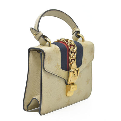 $2,590 Gucci Calfskin Small Sylvie Shoulder Bag Off White