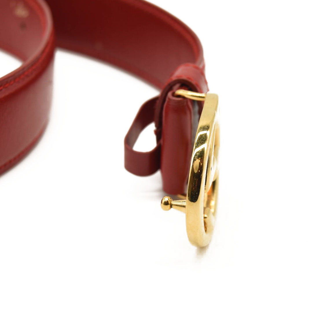 GUCCI Calfskin Interlocking G Belt 75 30 Vibrant Red