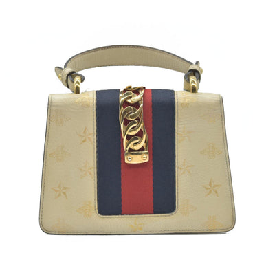 $2,590 Gucci Calfskin Small Sylvie Shoulder Bag Off White