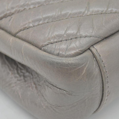 Saint Laurent Waxed Calfskin Matelasse Chevron Medium Monogram College Bag Fog Gray