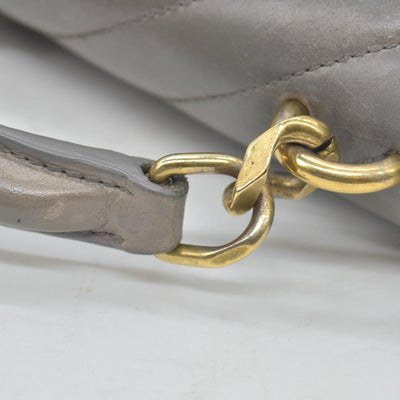 Saint Laurent Waxed Calfskin Matelasse Chevron Medium Monogram College Bag Fog Gray
