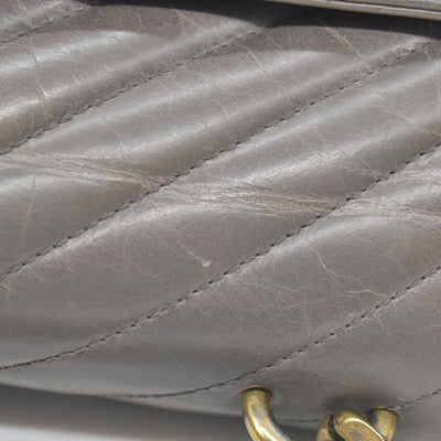 Saint Laurent Waxed Calfskin Matelasse Chevron Medium Monogram College Bag Fog Gray