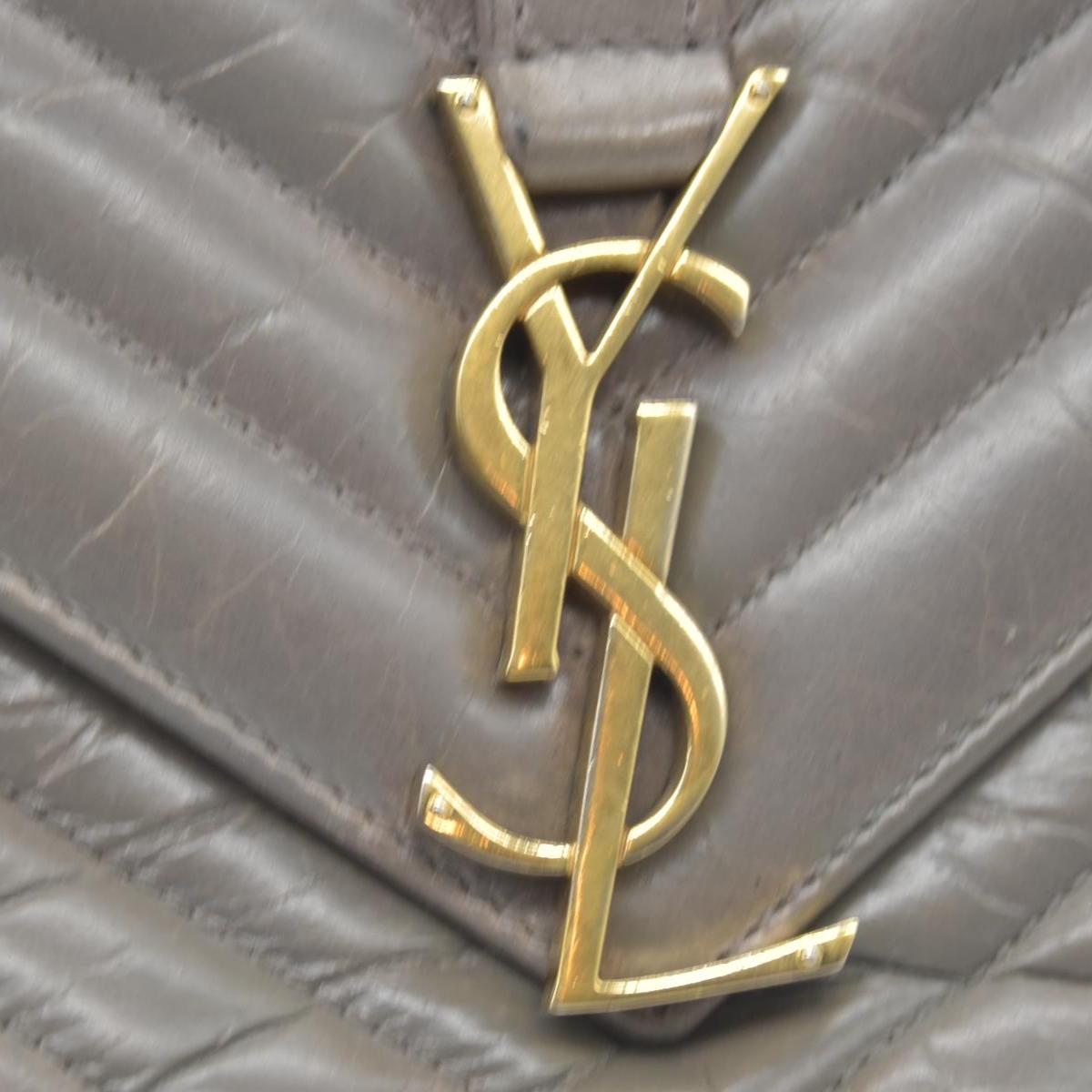 Saint Laurent Waxed Calfskin Matelasse Chevron Medium Monogram College Bag Fog Gray