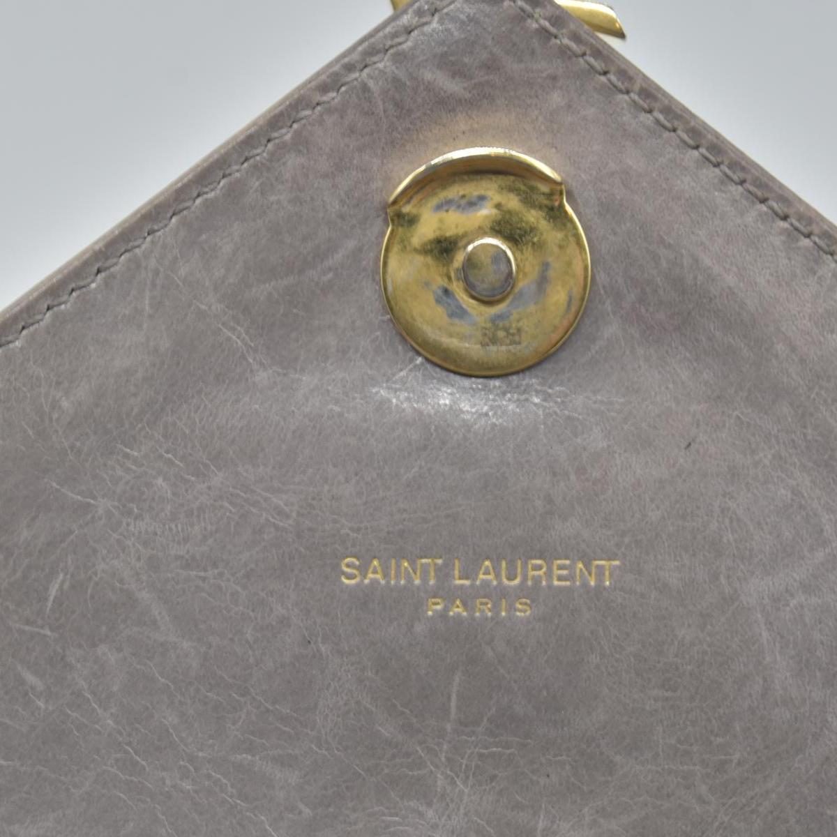 $2800 Saint Laurent Waxed Calfskin Matelasse Chevron Medium Monogram College Bag Fog Gray 10019838