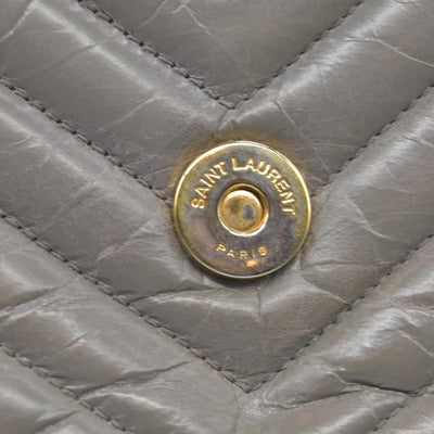 Saint Laurent Waxed Calfskin Matelasse Chevron Medium Monogram College Bag Fog Gray