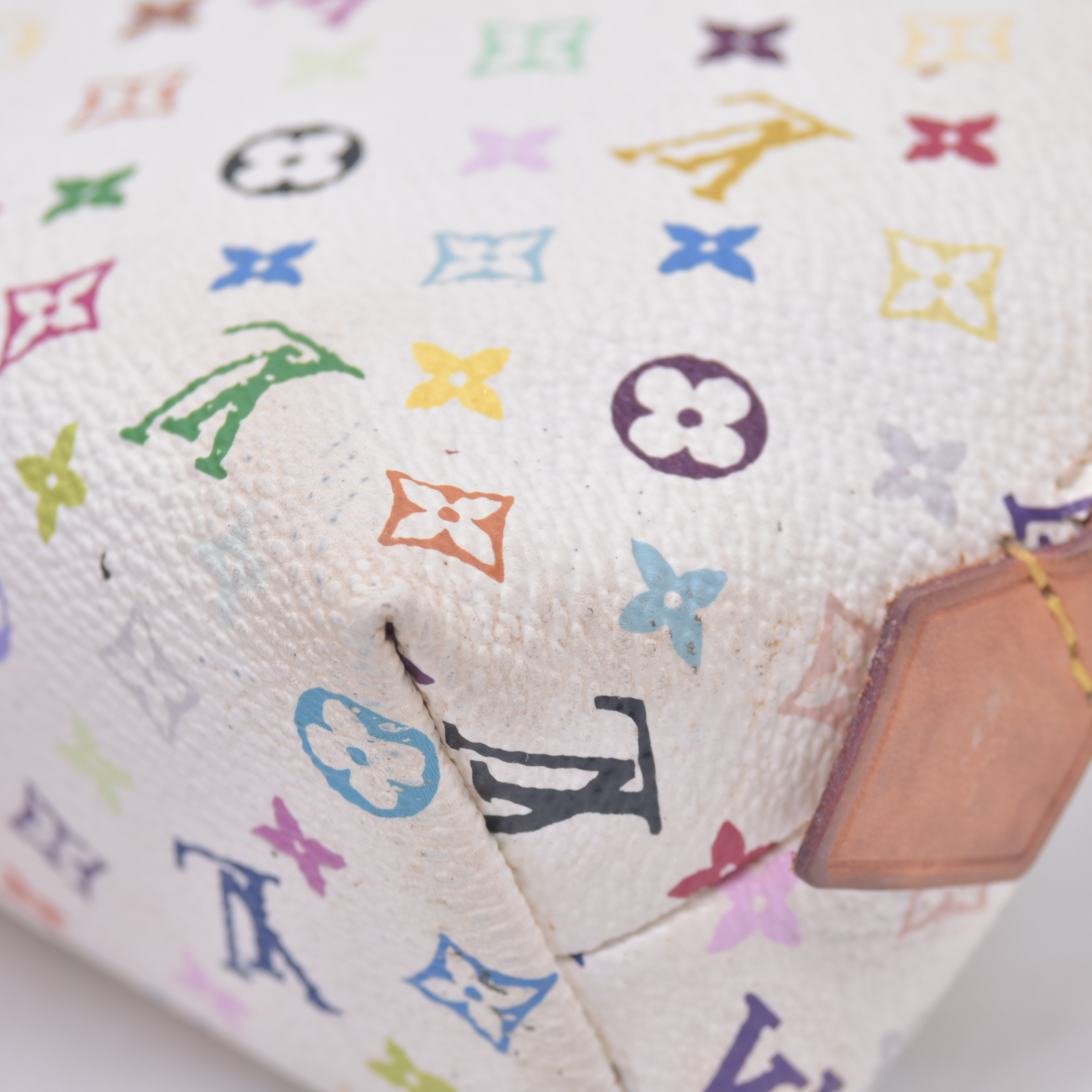 $625 2012 LOUIS VUITTON Monogram Multicolor Cosmetic Pouch White Litchi 2172