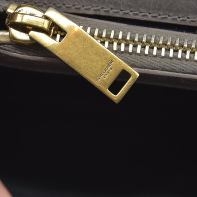 $2800 Saint Laurent Waxed Calfskin Matelasse Chevron Medium Monogram College Bag Fog Gray 10019838