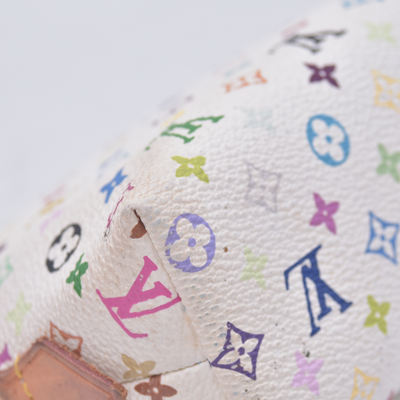 $625 2012 LOUIS VUITTON Monogram Multicolor Cosmetic Pouch White Litchi 2172