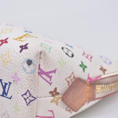 $625 2012 LOUIS VUITTON Monogram Multicolor Cosmetic Pouch White Litchi 2172