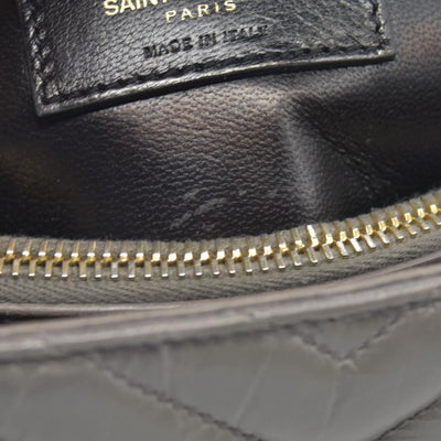 $2800 Saint Laurent Waxed Calfskin Matelasse Chevron Medium Monogram College Bag Fog Gray 10019838